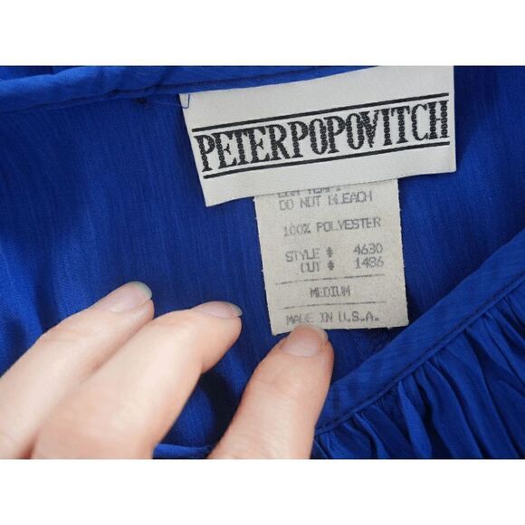 Vintage Peterpopovitch Long Sleeve Blouse Blue Size Medium - Picture 4 of 7